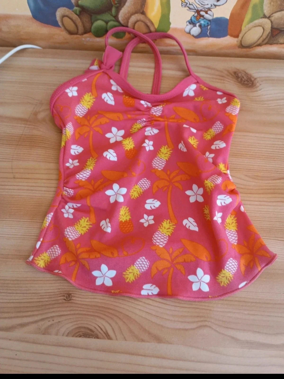 Haut de maillot de bain rose et orange Oxylane 9-12 mois